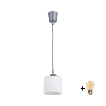 BRILAGI - LED csillár zsinóron RETRO GLASS 1xE27/60W/230V Ø 10 cm, ezüst/fehér NSTK7006+TK8612A kép