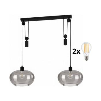 BRILAGI - LED csillár zsinóron RETRO GLASS 2xE27/40W/230V fekete/füstszürke EG43438A+2xNSBL1193 kép