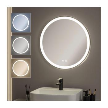 BRILAGI-LED dimmelhető, páramentesítő fűtéssel ellátott tükör LED háttérvilágítással ALU PRO LED/18W/230V Ø 60 cm IP44 fekete FG-GM1110-18W-BLK kép