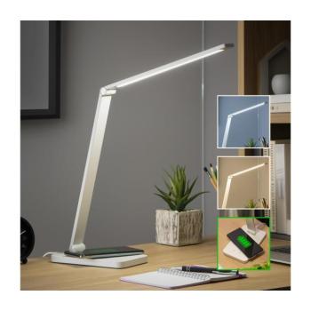 BRILAGI - LED érintős asztali lámpa, dimmelhető, vezeték nélküli QI töltő, LED/7W/5V, 3000/4000/6000K, fehér 004975 kép