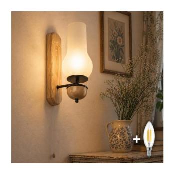 BRILAGI - LED Fali lámpa COTTAGE 1xE14/40W/230V tölgy/fehér BG1504+BG2270 kép