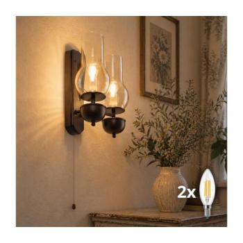 BRILAGI - LED Fali lámpa COTTAGE 2xE14/40W/230V bükkfa/barna BG1506+2xBG2273 kép