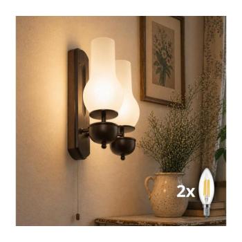 BRILAGI - LED Fali lámpa COTTAGE 2xE14/40W/230V bükkfa/fehér BG1506+2xBG2270 kép