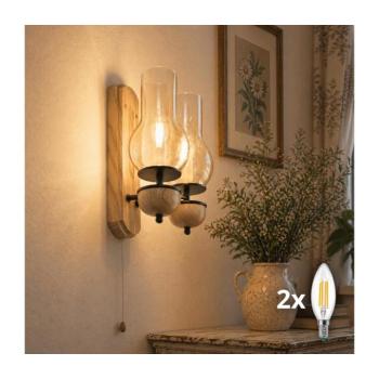 BRILAGI - LED Fali lámpa COTTAGE 2xE14/40W/230V tölgy/barna BG1508+2xBG2273 kép