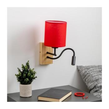 BRILAGI - LED Fali lámpa NUBILA WOOD 1xE27/25W/230V + LED/3W tölgy/piros BG1564+BG1578 kép