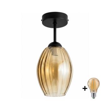BRILAGI - LED Felületre szerelhető csillár R GLASS 1xE27/60W/230V átm. 17 cm fekete/füstös bézs BG3989+NSTK7499 kép
