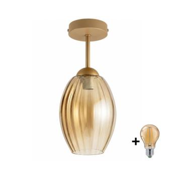 BRILAGI - LED Felületre szerelhető csillár R GLASS 1xE27/60W/230V átm. 17cm bézs/füstös bézs BG3995+NSTK7499 kép