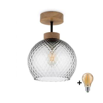 BRILAGI - LED felületre szerelhető csillár R GLASS 1xE27/60W/230V átm. 18 cm tölgy/füstszürke BG3986+NSTK7466 kép