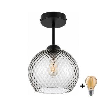 BRILAGI - LED felületre szerelhető csillár R GLASS 1xE27/60W/230V átm. 25 cm fekete/füstszürke BG3989+NSTK7486 kép