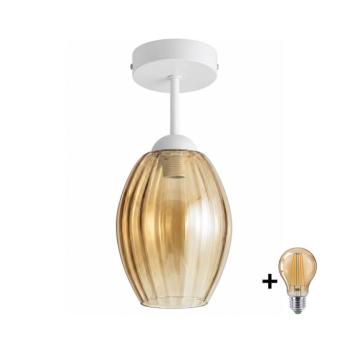BRILAGI - LED felületre szerelhető csillár R GLASS 1xE27/60W/230V átmérő 17 cm fehér/füstös bézs BG3992+NSTK7499 kép