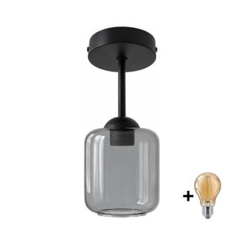 BRILAGI - LED felületre szerelhető csillár R GLASS 1xE27/60W/230V Ø 14 cm fekete/füstszürke BG3989+NSTK7758 kép