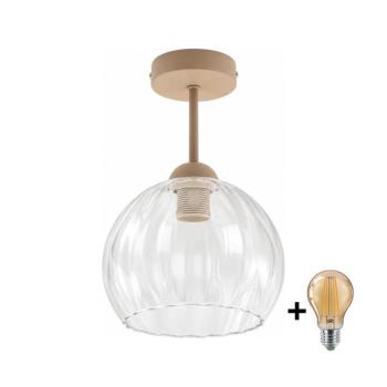 BRILAGI - LED felületre szerelhető csillár RETRO GLASS 1xE27/60W/230V átm. 25 cm bézs/átlátszó BG3995+NSTK7491 kép