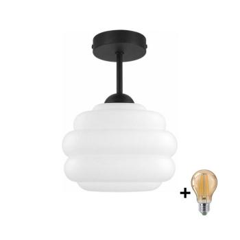 BRILAGI - LED felületre szerelhető csillár RETRO GLASS 1xE27/60W/230V Ø 20 cm fekete/fehér BG3989+NSTK7639 kép