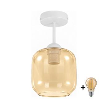BRILAGI - LED felületre szerelhető mennyezeti lámpa R GLASS 1xE27/60W/230V Ø 14 cm fehér/füstbézs BG3992+NSTK7765 kép