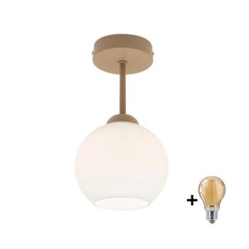 BRILAGI - LED Felületre szerelt csillár RETRO GLASS 1xE27/60W/230V átm. 15 cm bézs/fehér BG3995+NSTK7432 kép