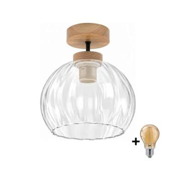 BRILAGI - LED felületre szerelt csillár RETRO GLASS 1xE27/60W/230V Ø 25 cm tölgy/átlátszó BG3986+NSTK7491 kép