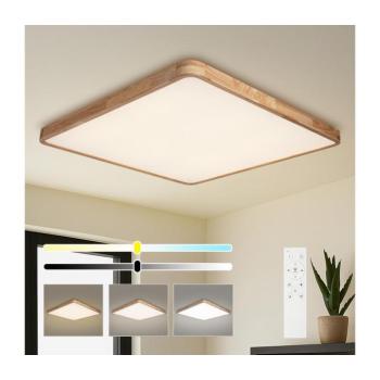 BRILAGI - LED fényerőszabályozható lámpatest WOODLINE SQUARE LED/180W/230V tölgy 100x100 cm + távirányító BRI903 kép