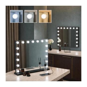 BRILAGI - LED fényerőszabályozható sminktükör HOLLYWOOD LED/15W/230V 60x50 cm fekete FG-M6-WD11-6050-BLK kép