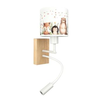 BRILAGI - LED Flex. lámpa BOBO WOOD 1xE27/25W/230V + LED/3W tölgy/fehér/állatfigurák BG1565+BG5587 kép
