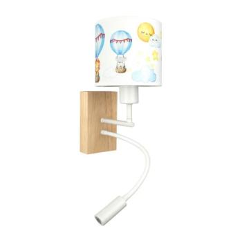 BRILAGI - LED Flex. lámpa BOBO WOOD 1xE27/25W/230V + LED/3W tölgy/fehér/állatmotívumok BG1565+BG5583 kép