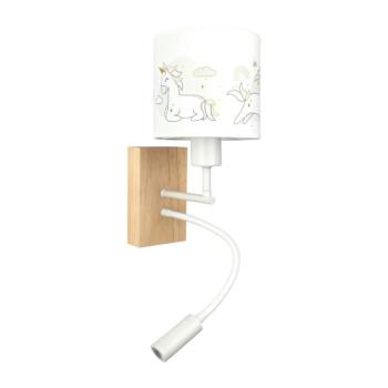 BRILAGI - LED Flex. lámpa BOBO WOOD 1xE27/25W/230V + LED/3W tölgy/fehér/unikornisok BG1565+BG5579 kép