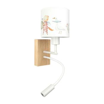 BRILAGI - LED flexibilis lámpa BOBO WOOD 1xE27/25W/230V + LED/3W tölgy/fehér/állatkák BG1565+BG5576 kép