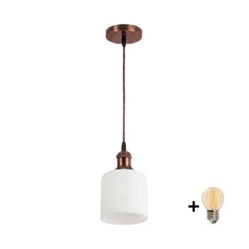 BRILAGI - LED függeszték kábelen RETRO GLASS 1xE27/60W/230V Ø 13 cm réz/fehér NSTK7006+AI0179 kép