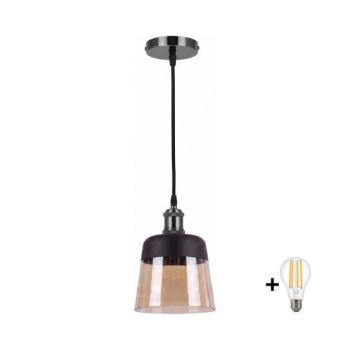 BRILAGI -LED függeszték kábellel R GLASS 1xE27/60W/230V átm. 15,5 cm fekete/füstös bézs NSTK7325+AI0177 kép