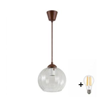 BRILAGI - LED függeszték kábellel RETRO GLASS 1xE27/60W/230V átm. 25 cm barna/átlátszó NSTK7491+TK8611A kép