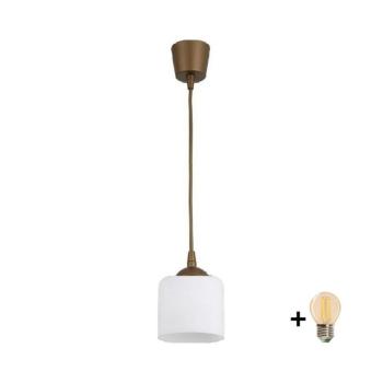 BRILAGI - LED függeszték kábellel RETRO GLASS 1xE27/60W/230V Ø 10 cm barna/fehér NSTK7006+TK8611A kép