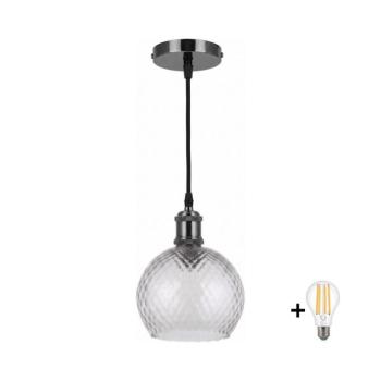 BRILAGI - LED függeszték kábellel RETRO GLASS 1xE27/60W/230V Ø 25 cm fekete/füstszürke NSTK7486+AI0177 kép