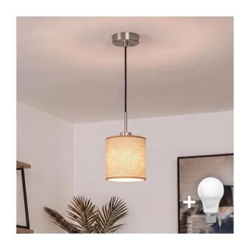 BRILAGI - LED függeszték zsinóron NUBILA 1xE27/60W/230V átm. 14 cm fekete/világosbarna EG32517+BG1584 kép