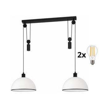 BRILAGI - LED függeszték zsinóron RETRO GLASS 2xE27/40W/230V fekete/fehér EG43438A+2xNSLA62174 kép