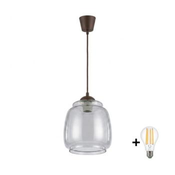 BRILAGI - LED függőlámpa kábelen R GLASS 1xE27/60W/230V átm. 26 cm barna/füstszürke NSTK7417+TK8611A kép