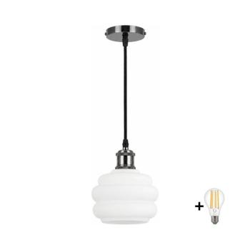 BRILAGI - LED függőlámpa kábelen RETRO GLASS 1xE27/60W/230V átm. 20 cm fekete/fehér NSTK7639+AI0177 kép