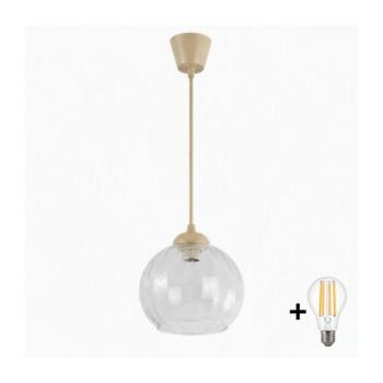 BRILAGI - LED függőlámpa kábelen RETRO GLASS 1xE27/60W/230V átm. 25 cm bézs/átlátszó NSTK7491+TK8619A