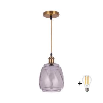 BRILAGI - LED függőlámpa kábelen RETRO GLASS 1xE27/60W/230V átm. 26 cm arany/füstszürke NSTK7417+AI0178 kép