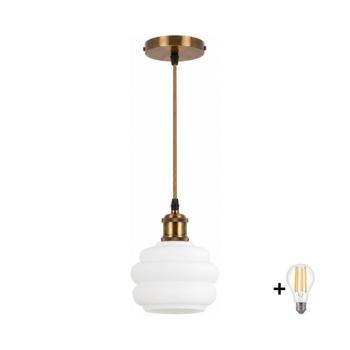 BRILAGI - LED függőlámpa kábelen RETRO GLASS 1xE27/60W/230V Ø 20 cm arany/fehér NSTK7639+AI0178 kép
