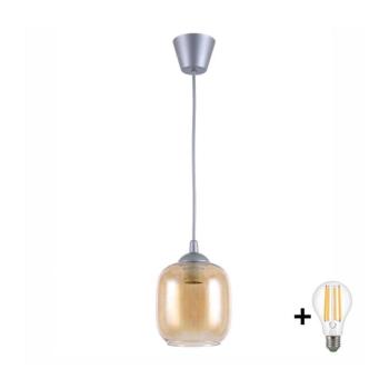BRILAGI - LED függőlámpa kábellel GLASS 1xE27/60W/230V, átmérő 14 cm, ezüst/füstbarna NSTK7765+TK8612A kép