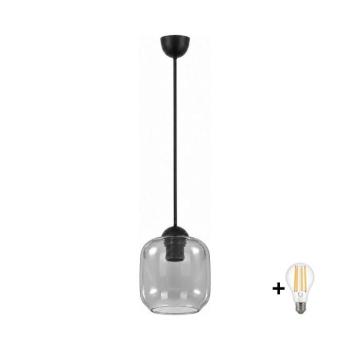 BRILAGI - LED függőlámpa zsinóron R GLASS 1xE27/60W/230V átm. 14 cm fekete/füstszürke NSTK7758+AI3165 kép