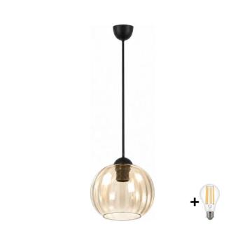 BRILAGI - LED függőlámpa zsinóron R GLASS 1xE27/60W/230V átm. 18 cm fekete/füstbarna NSTK7482+AI3165 kép