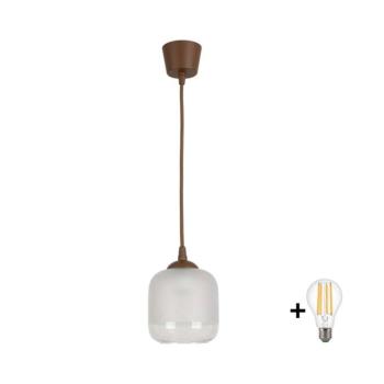 BRILAGI - LED függőlámpa zsinóron RETRO GLASS 1xE27/60W/230V Ø 14 cm barna/fehér NSTK7779+TK8611A kép