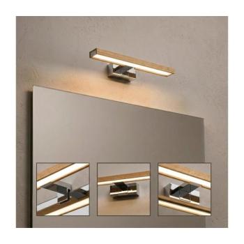 BRILAGI-LED Fürdőszobai tükörvilágítás 3 az 1-ben WOODY MIRROR LED/8W/230V 40 cm IP44 króm/tölgy 8590828039235 kép