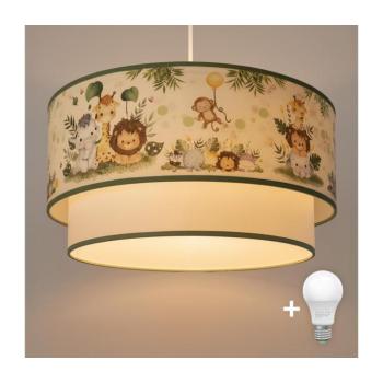 BRILAGI-LED Gyerek csillár kábelen BOBO 1xE27/60W/230V Ø40 cm krém/zöld/dzsungel 8590828051282 kép