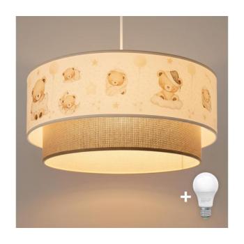 BRILAGI- LED gyerek csillár zsinóron BOBO 1xE27/60W/230V átm. 40 cm fehér/bézs./mackó. 8590828051329 kép