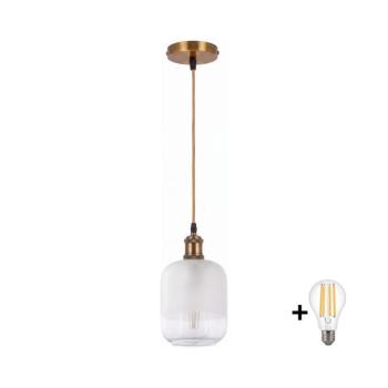BRILAGI - LED kábeles csillár RETRO GLASS 1xE27/60W/230V átm. 14 cm arany/fehér NSTK7779+AI0178 kép