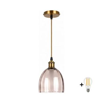 BRILAGI-LED kábeles csillár RETRO GLASS 1xE27/60W/230V átm. 17cm arany/füstös bézs NSTK7393+AI0178 kép