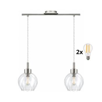 BRILAGI - LED kábeles csillár RETRO GLASS 2xE27/60W/230V matt króm/tiszta 1xEG32519+2xNSTK7485 kép