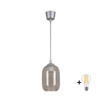 BRILAGI-LED kábeles függeszték R GLASS 1xE27/60W/230V átm. 14 cm ezüst/füstszürke NSTK7757+TK8612A