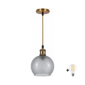 BRILAGI -LED kábeles függőlámpa RETRO GLASS 1xE27/60W/230V átm. 18 cm arany/füstszürke NSTK7466+AI0178 kép